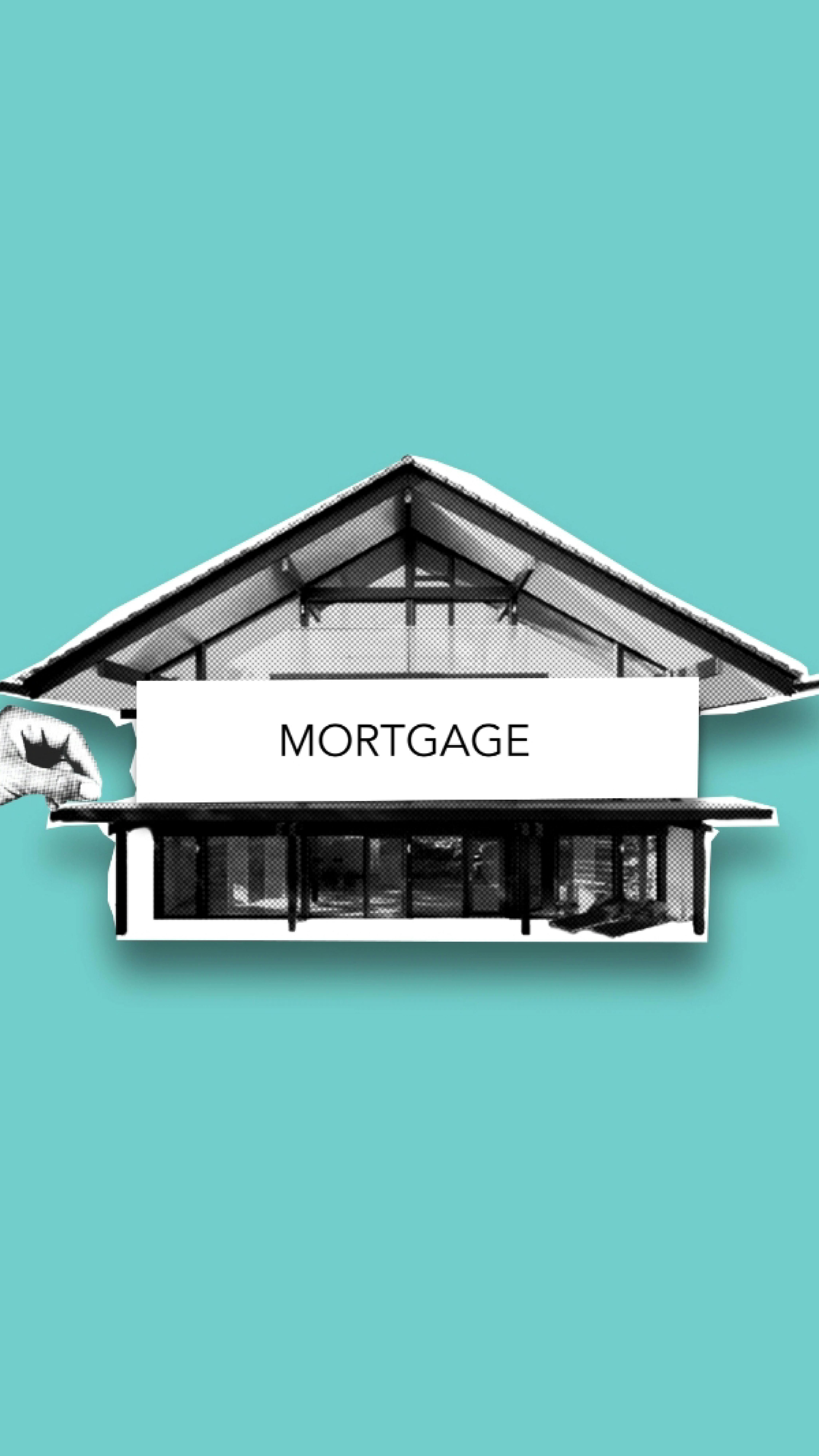 Alt Text: A small wooden toy house block placed on top of printed financial graphs and mortgage loan calculator worksheets on a white table.