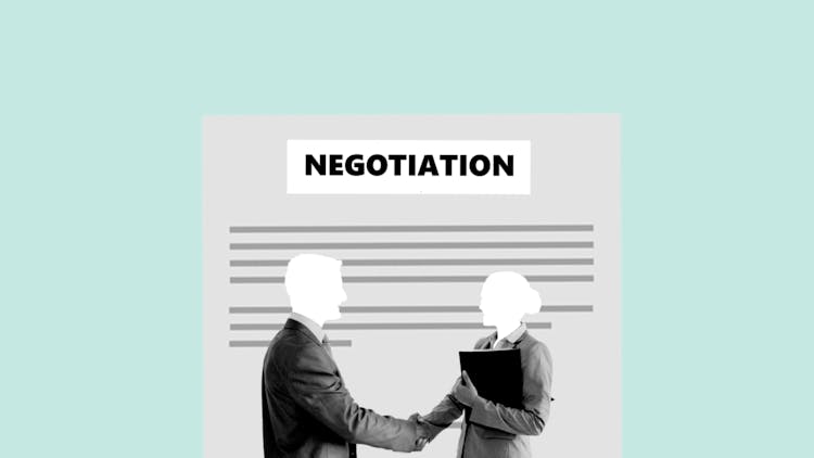 Illustration Of Business Partners Shaking Hands At Negotiation