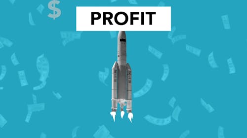 Free Illustration of rocket flying falling money banknotes Stock Photo