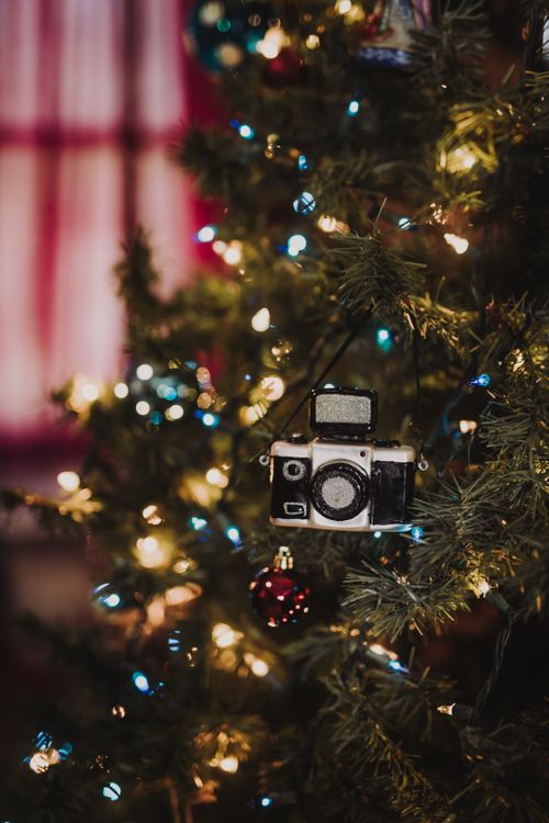 A Camera Ornament Hanging on a Christmas Tree · Free Stock Photo
