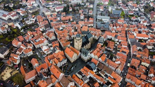 Aerial View of Buildings in a Urban Area