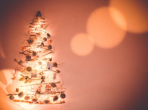 クリスマスツリー, クリスマスの灯り, コピースペースの無料の写真素材