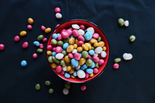 Red Ceramic Bowl with Candies