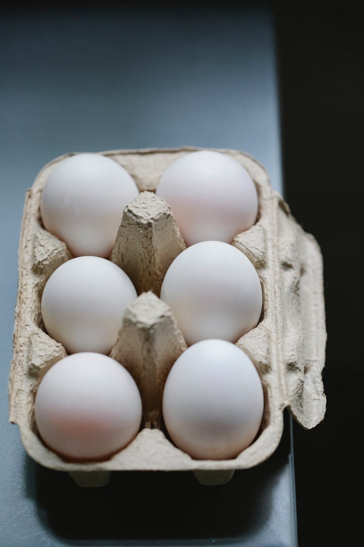 White Chicken Eggs In Carton Container