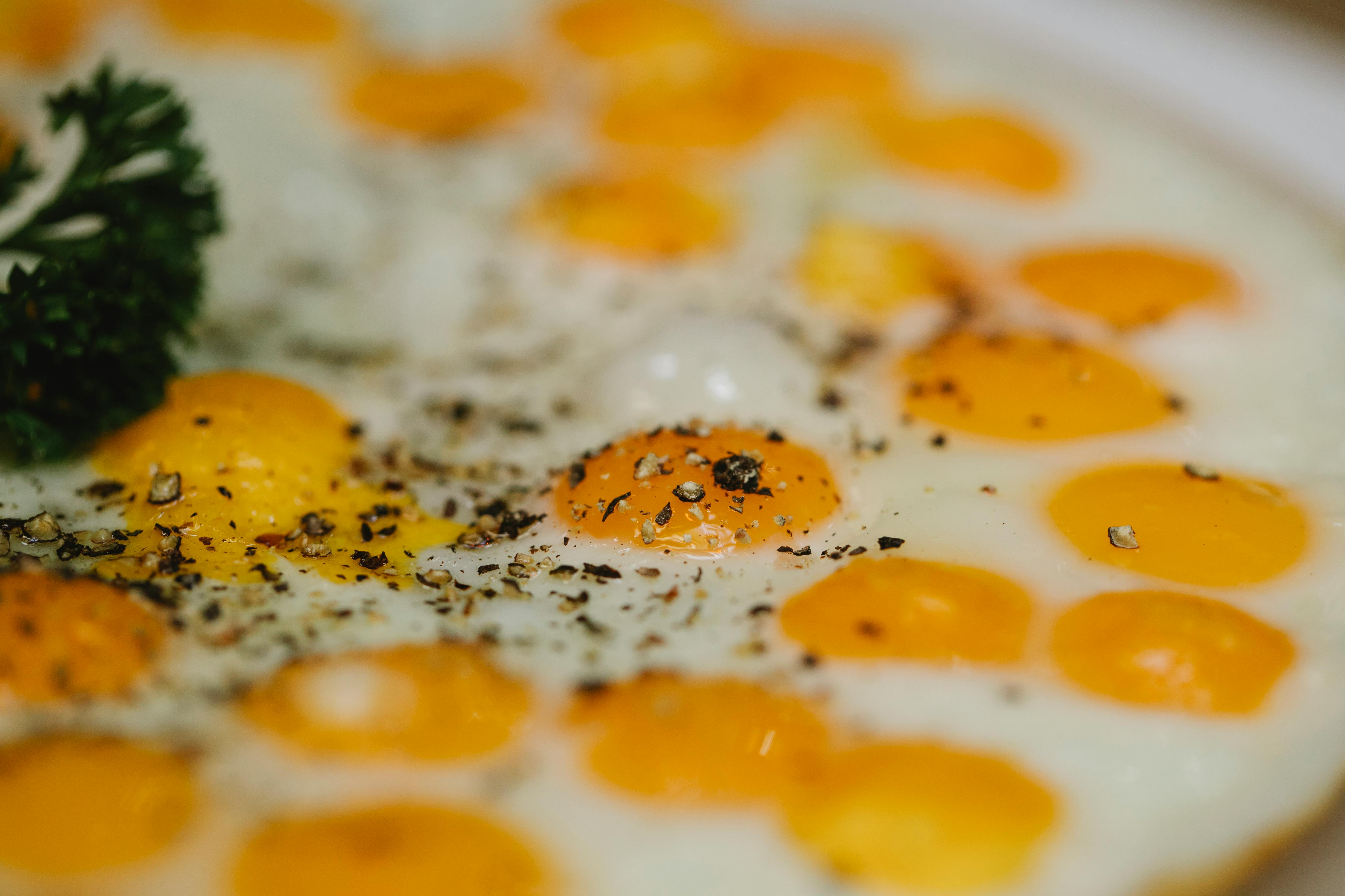 delicious fried quail eggs garnished with parsley