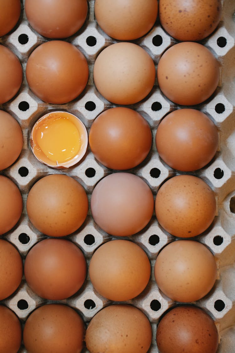 Raw Eggs In Carton Box