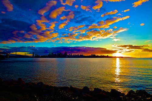 샌프란시스코 태양, 아름다운 석양의 무료 스톡 사진