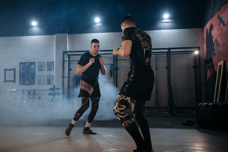 Fighters Sparring In The Gym