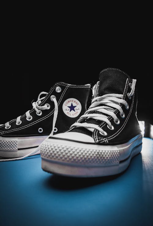 Free Black Converse Sneakers in Close-Up Photography Stock Photo