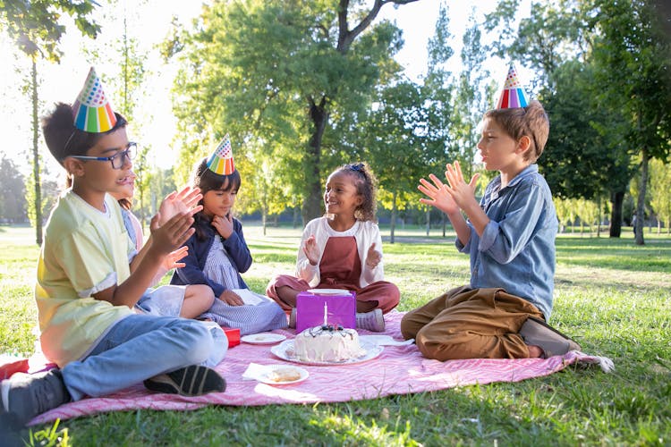 Kids Wearing Party Hats