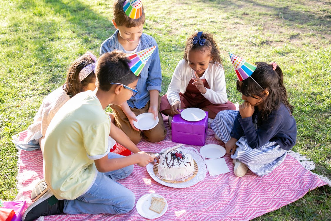 Free Children Having a Picnic Stock Photo