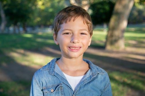 Boy's Face in Close Up Photography