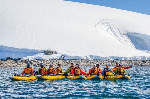Kayaking among icebergs — Antarctica