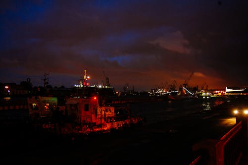 Harbor and Shipyard at Night 