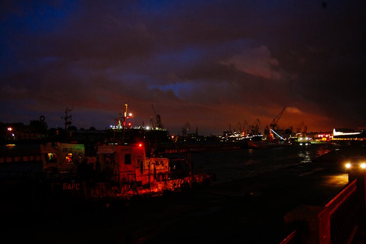 Harbor And Shipyard At Night 