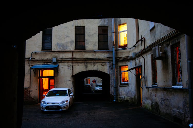 Inner Square Of Neglected Residential Building