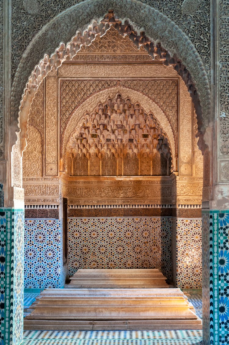 Interior Of Arabic Palace With Ornamental Arched Passage