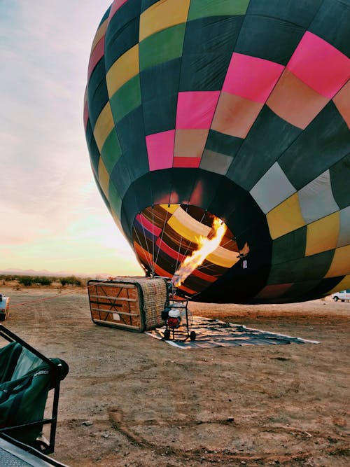 Free Hot Air Balloon Preparation for Flight Stock Photo