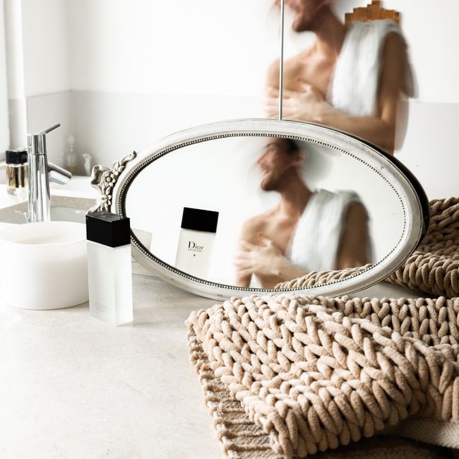 bathroom mirror morning routine