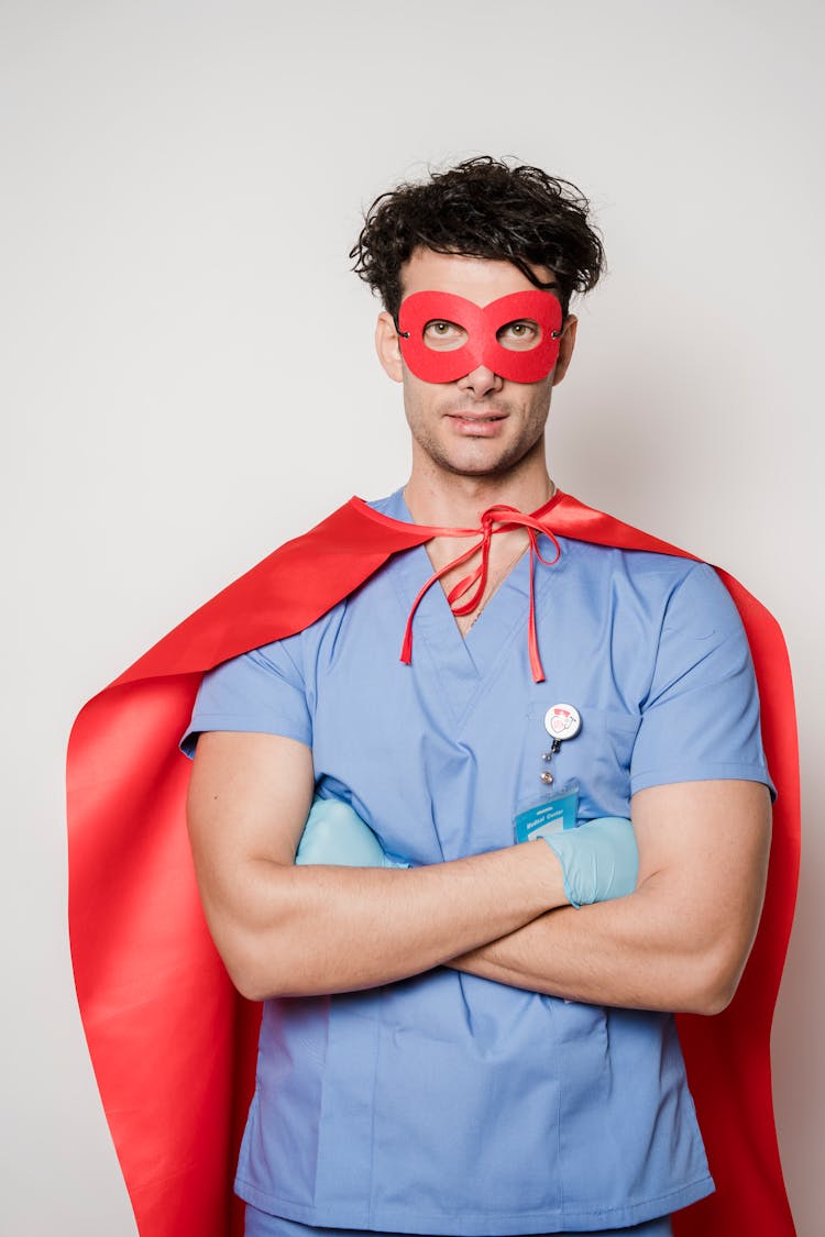 Confident Doctor In Superman Costume