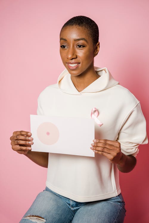 Woman Holding A Card