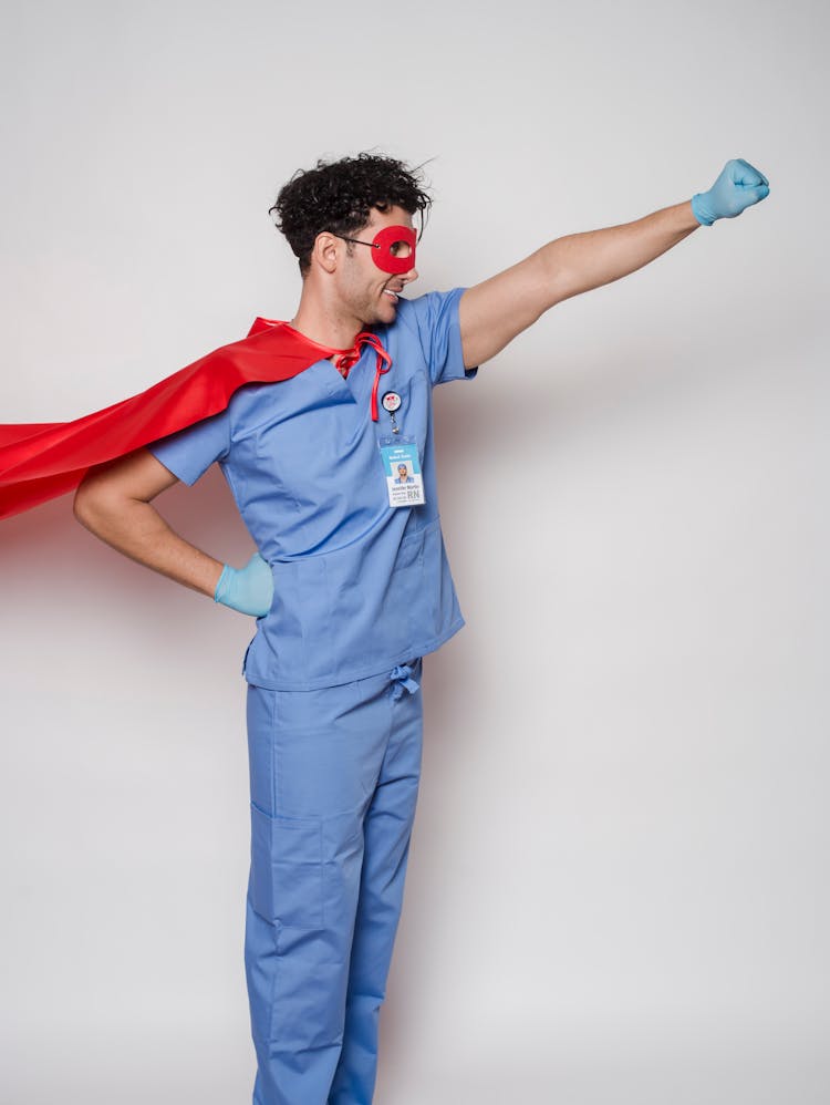 Smiling Doctor Pretending Superhero For Fighting With Pandemic