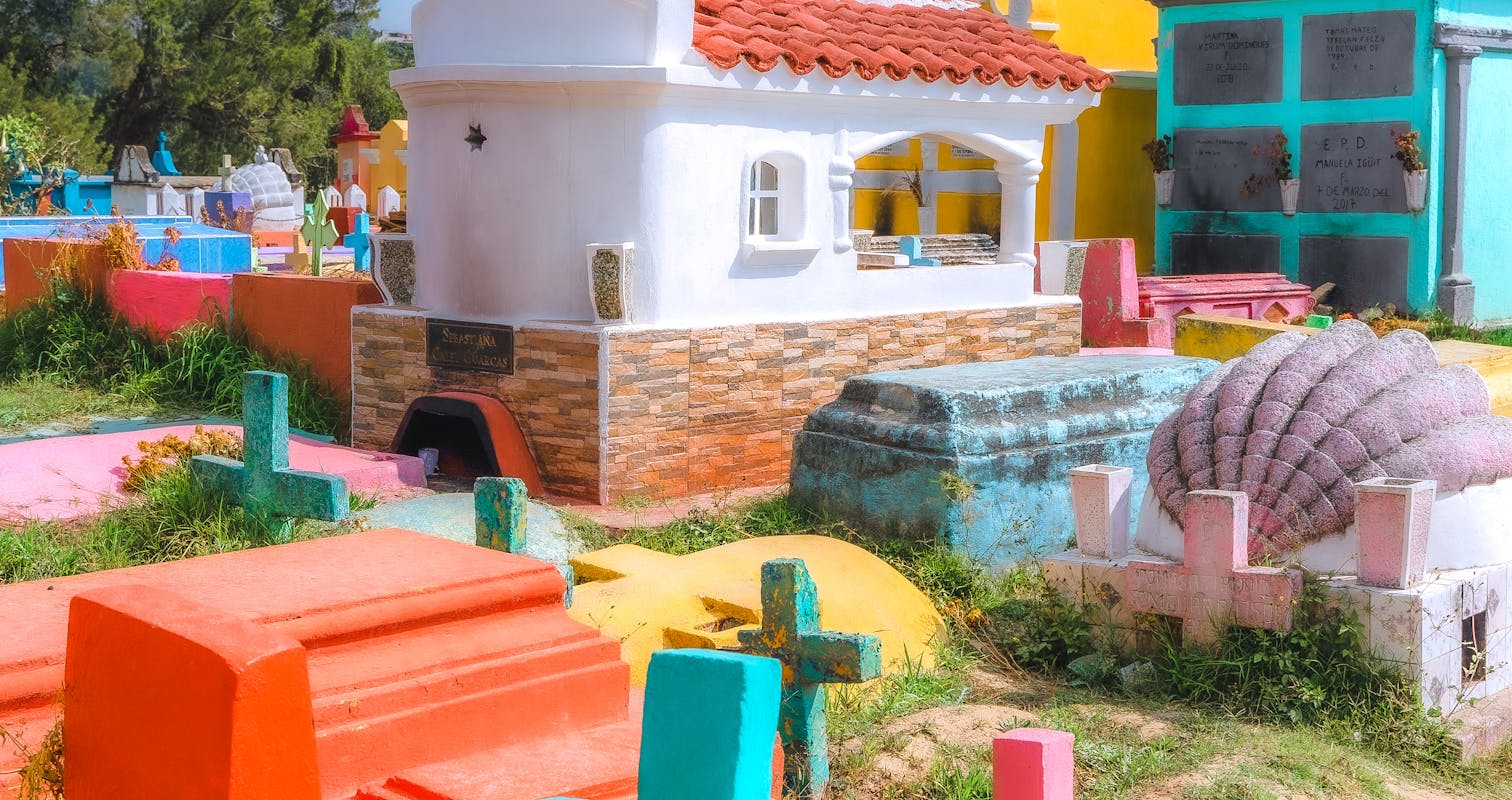 Colorful Graves in Cemetery