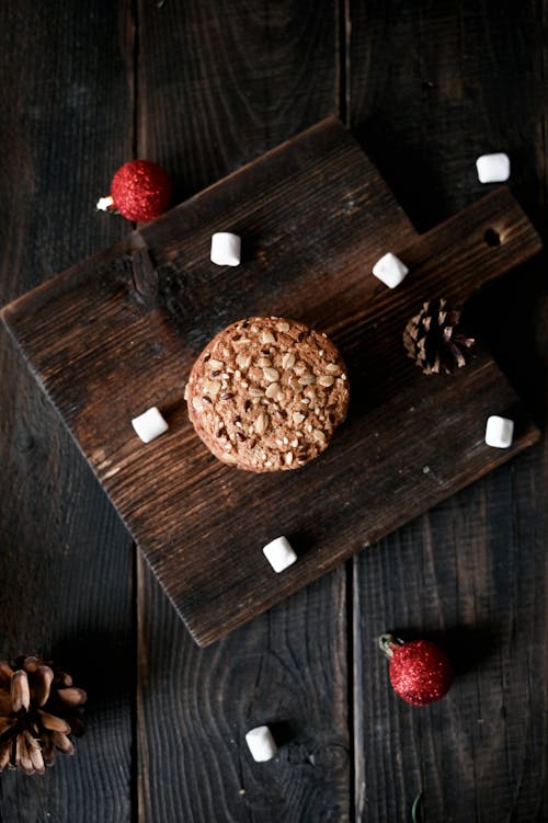 Cookies and Marshmallows on Wooden Surfaces
