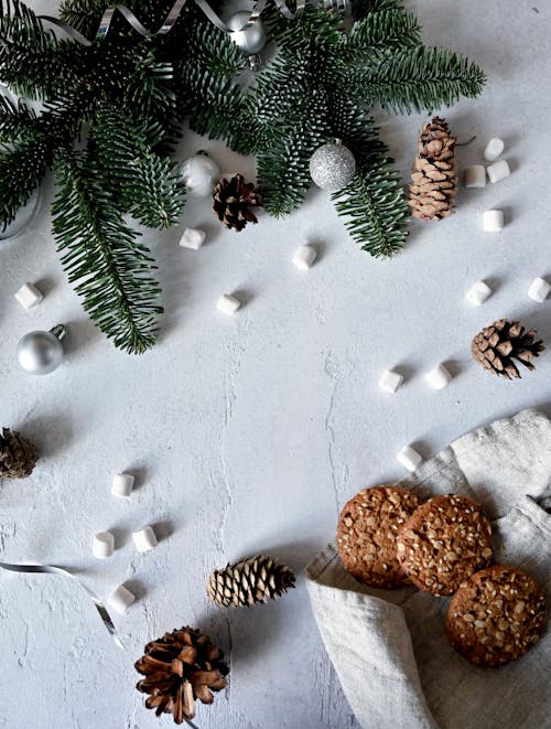 Free Christmas Ornaments and Cookies Stock Photo