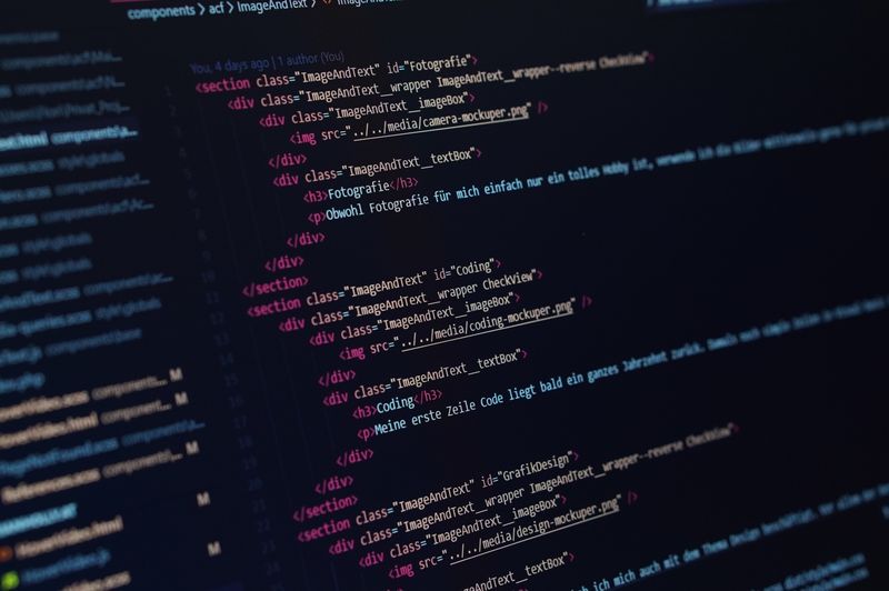 Website code on a screen