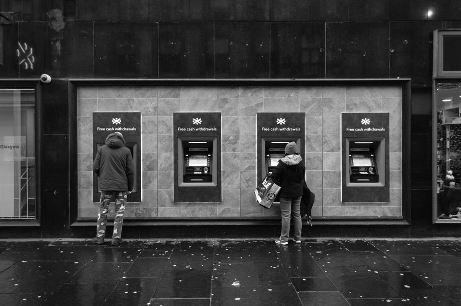 ATM machine inside a secure bank branch in Egypt
