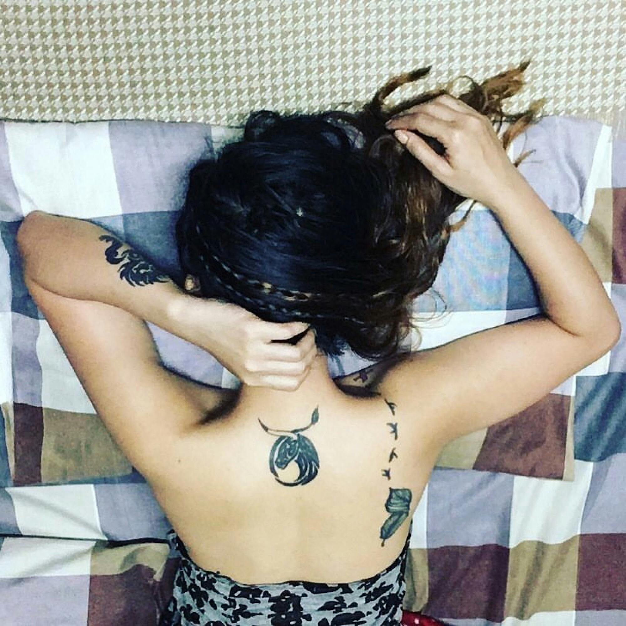 Free stock photo of back view, girl, tattooed