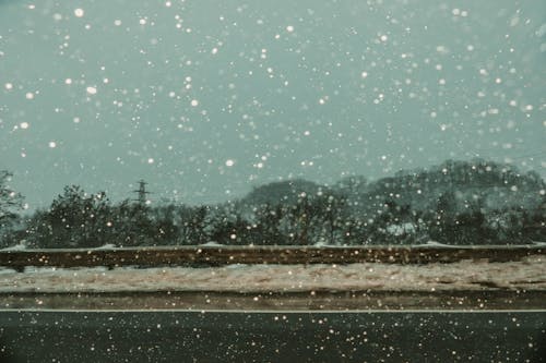 Free Photograph of a Road During a Snowfall Stock Photo