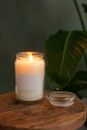 White Candle in Clear Glass Holder