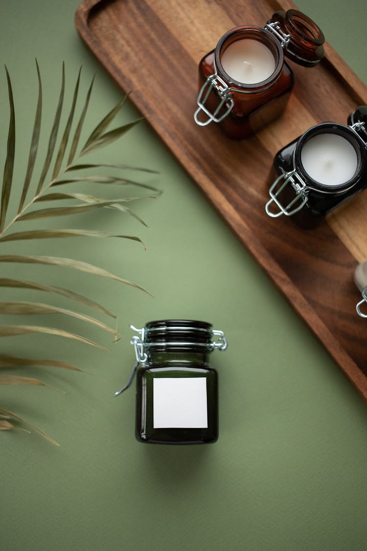 Candles On Glass Containers With Lids