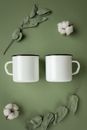 White Mugs and Leaves