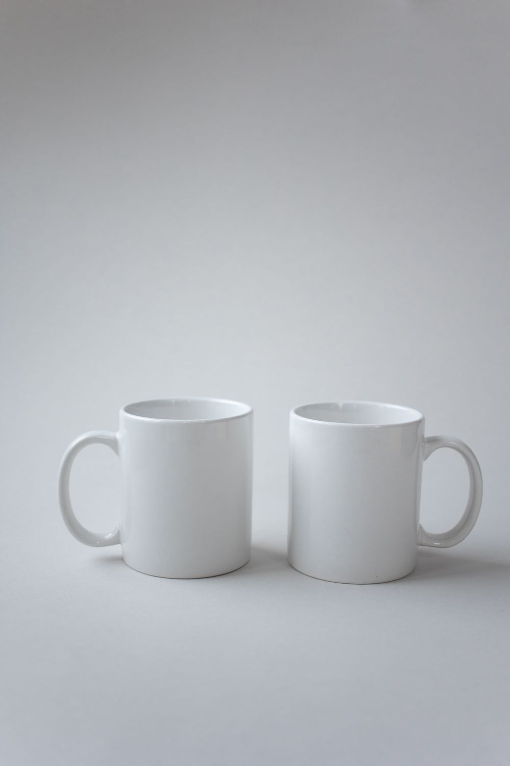 White printed mugs