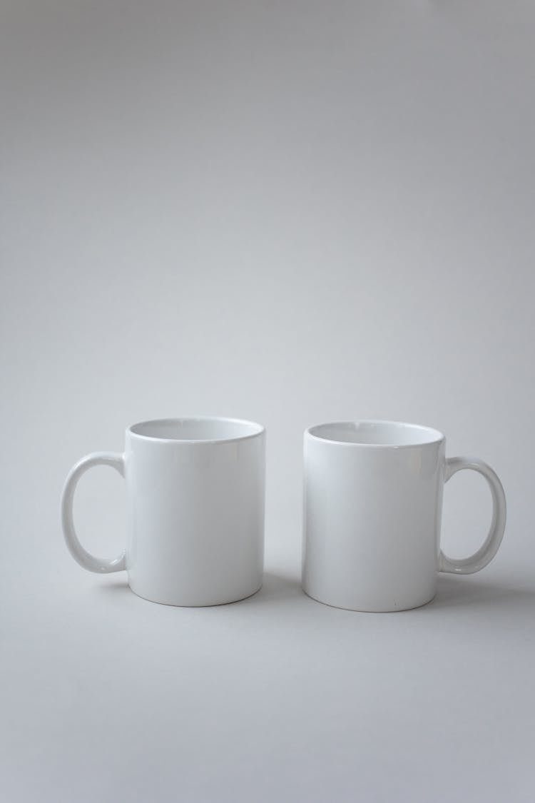 White Mugs On White Surface