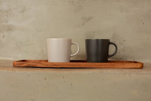 Mugs on a Wooden Tray