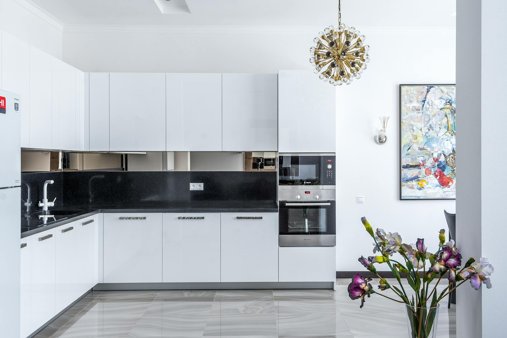 Stylish kitchen interior design with appliances