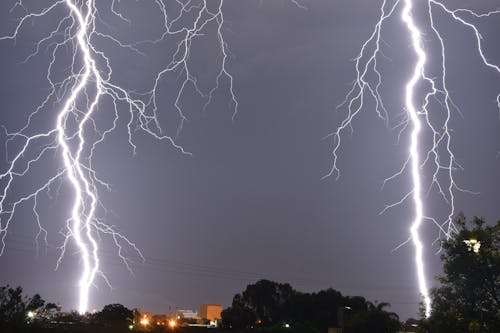 Free Lightnings over Town Stock Photo