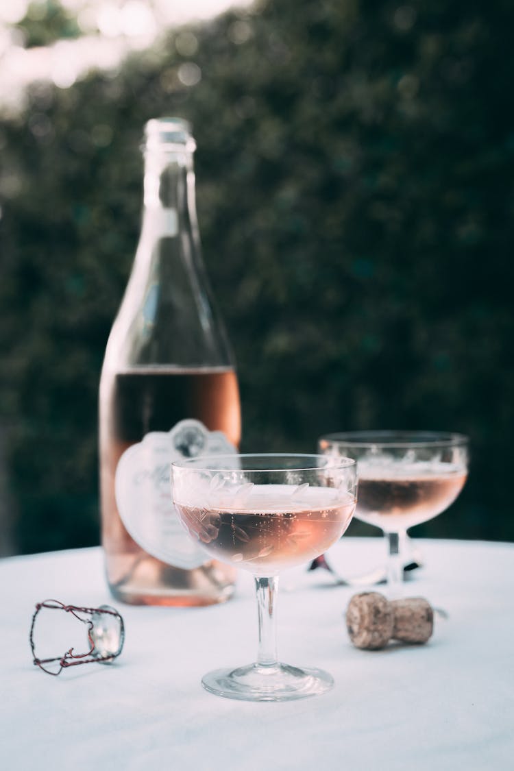 Bubbly Champagne On Glasses