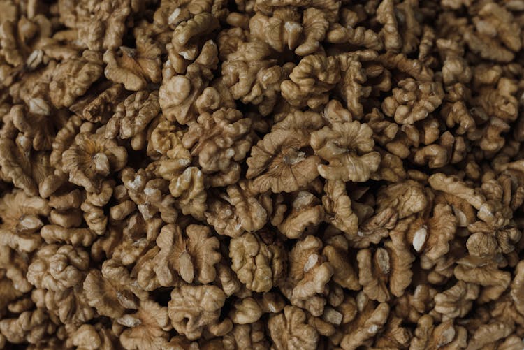 Overhead Shot Of Walnuts