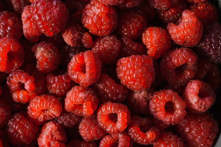 Overhead Shot Of Raspberries