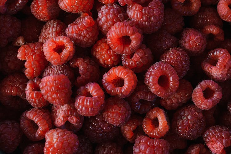 Overhead Shot Of Raspberries