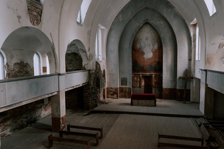 Aerial Photography Of An Abandoned Lutheran Church