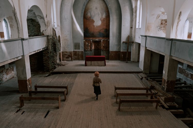 Woman Inside A Church