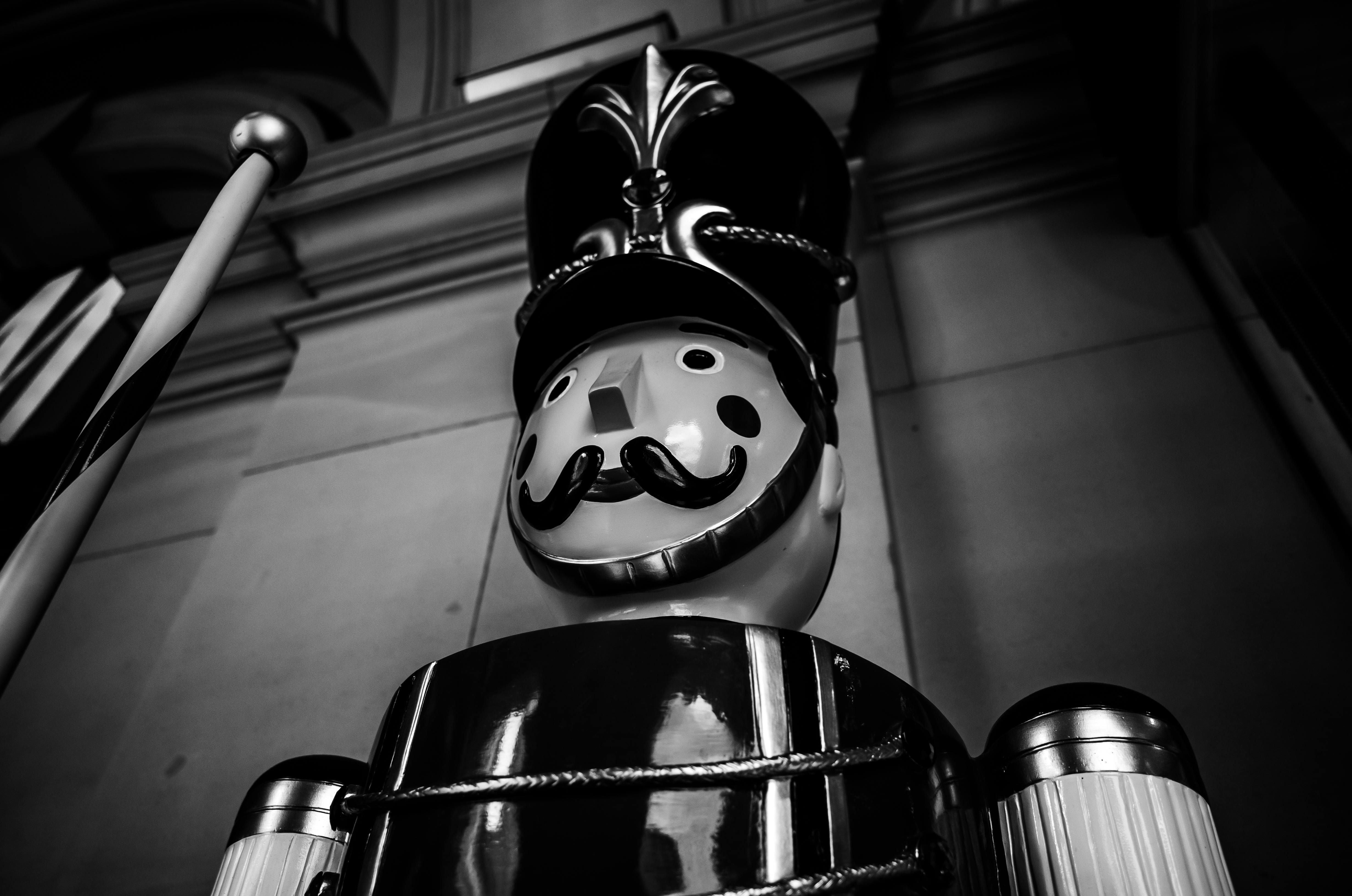 monochrome photograph of a nutcracker