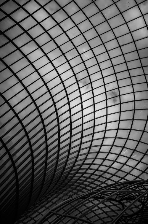 Monochrome Photo of an Abstract Roof