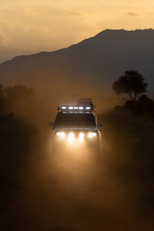 Photograph of a Car with Yellow Headlights